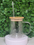 17oz Glass Coffee Mugs with Handle
