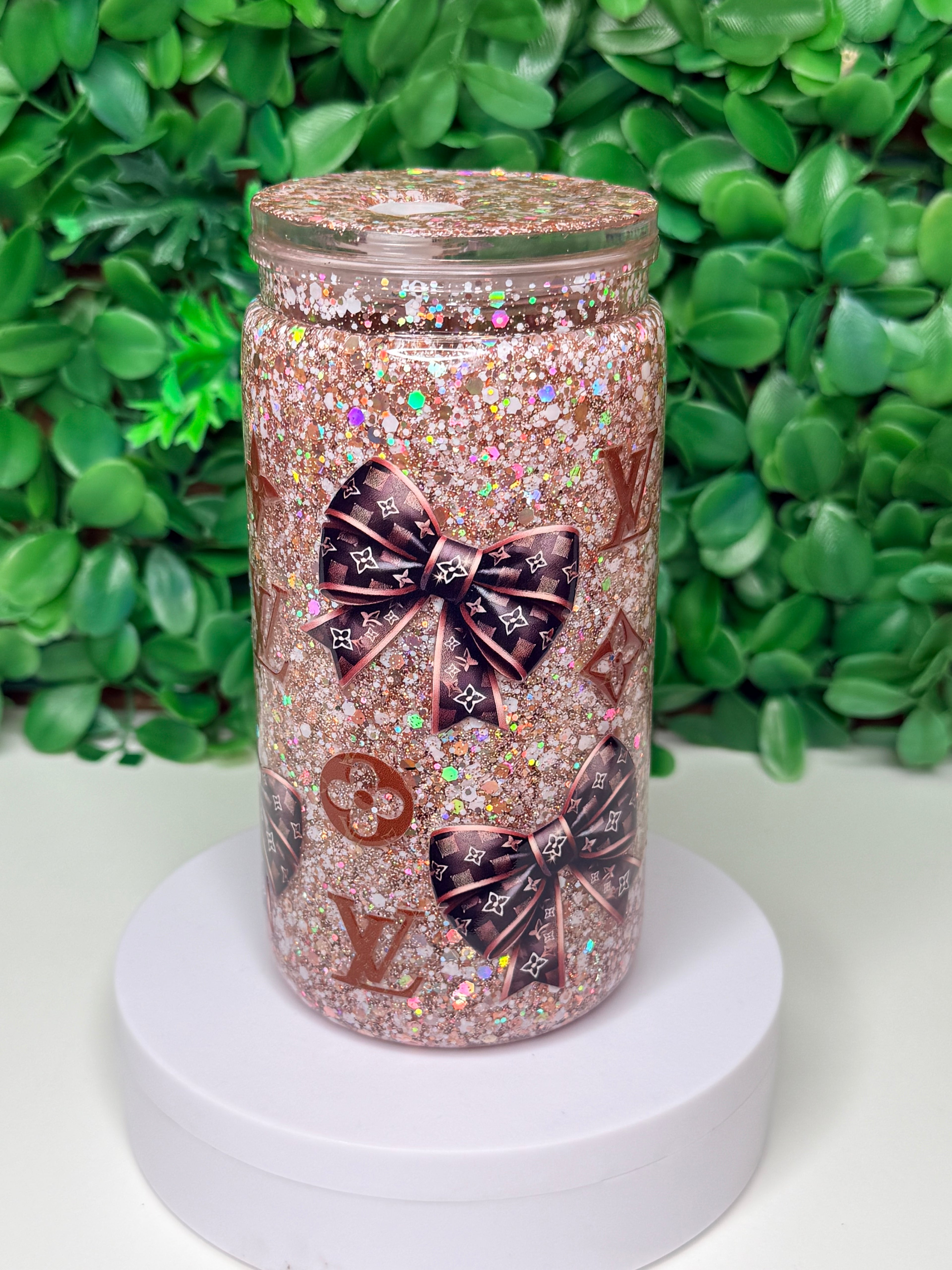 16oz Acrylic Snow Globe Tumbler with Glitter lid