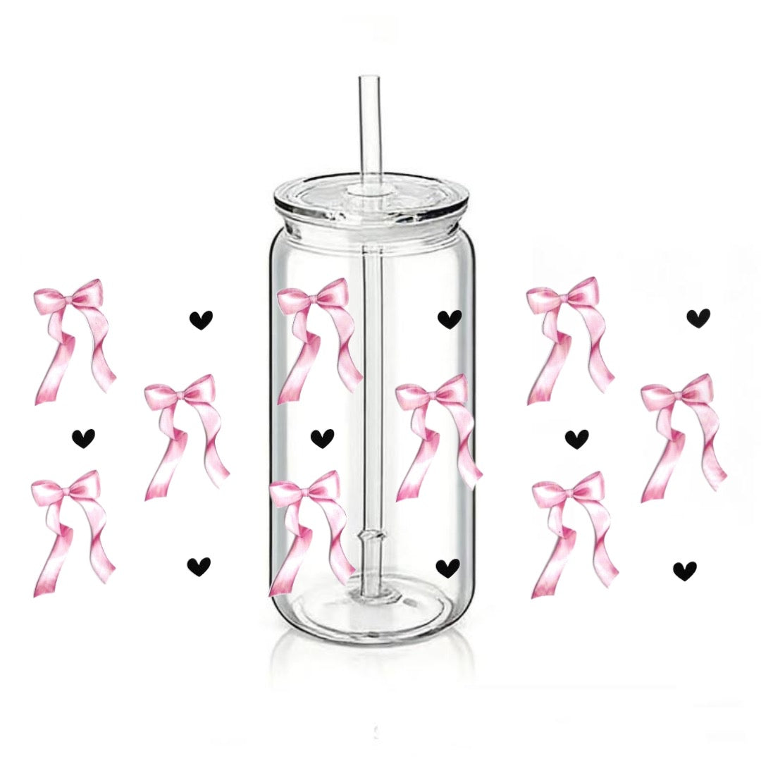 Pink Bows with Black Hearts