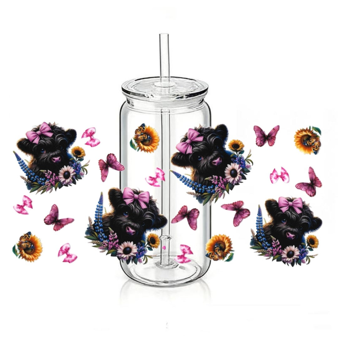 Black Highland Cows & Butterflies
