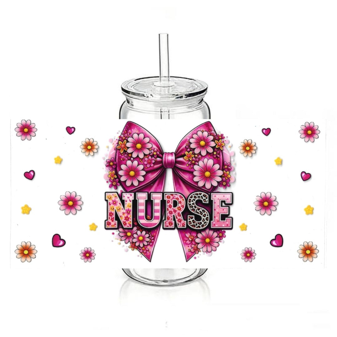 Nurse - Pink Bow - Flowers