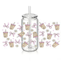 Pink Bows - White Flowers - Drink Print