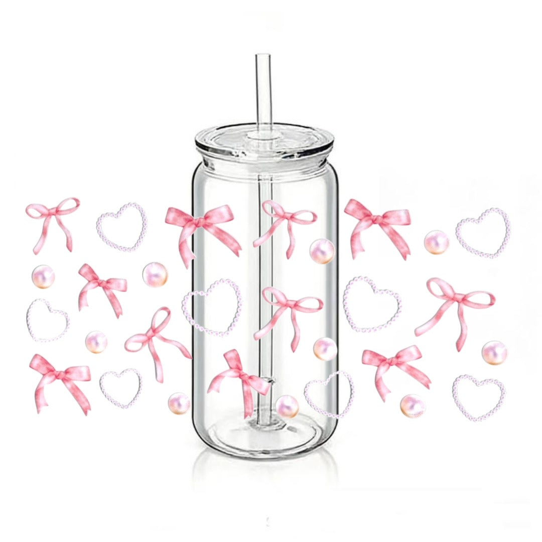 Pink Hearts - Bows - Pearls