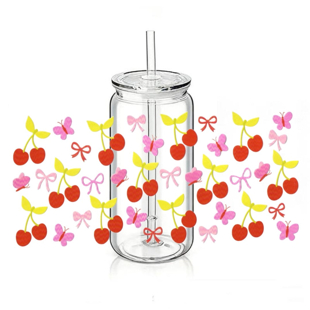 Cherries - Red Bows - Butterflies