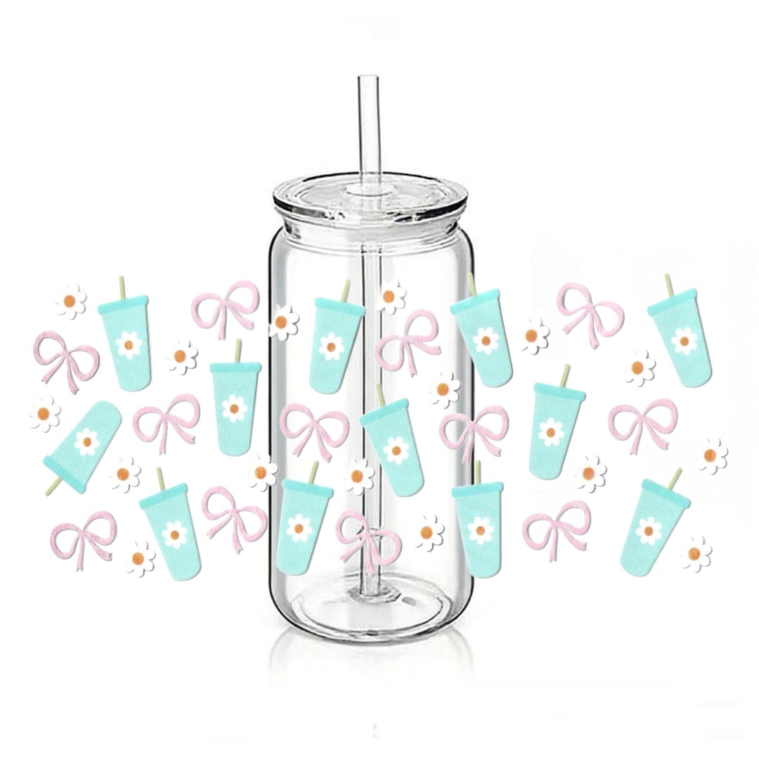 Blue Cups - Bows - Flowers