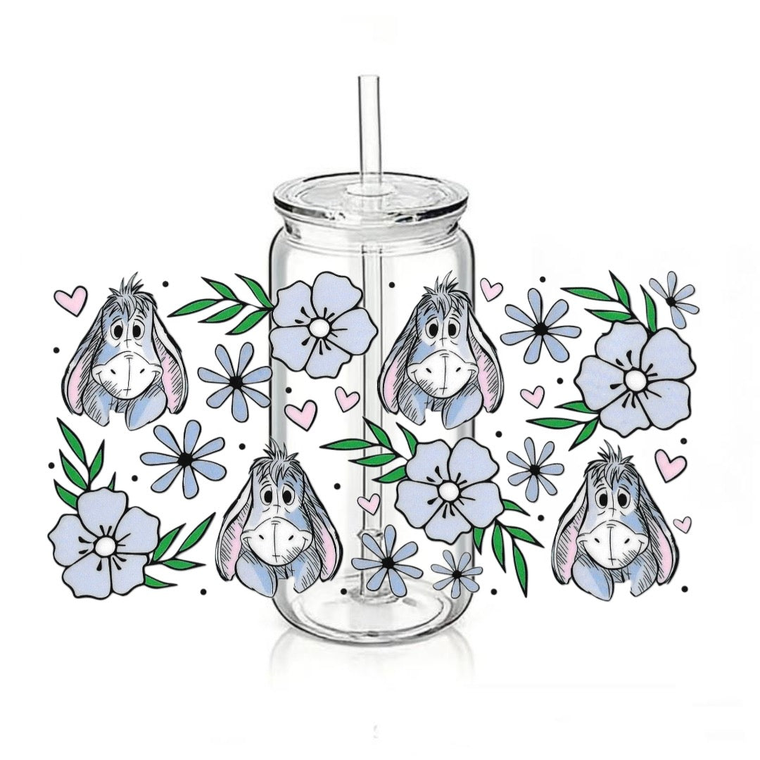 Eeyore - Blue Flowers - Hearts