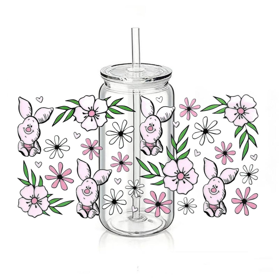 Piglet - Pink Flowers - White Flowers