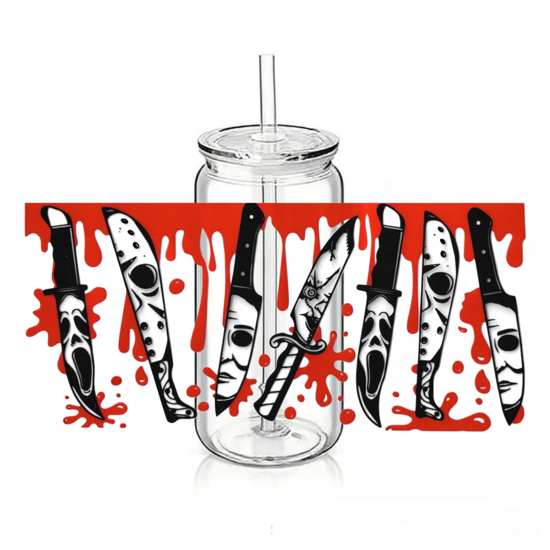Blood Drip Knives with Horror Characters